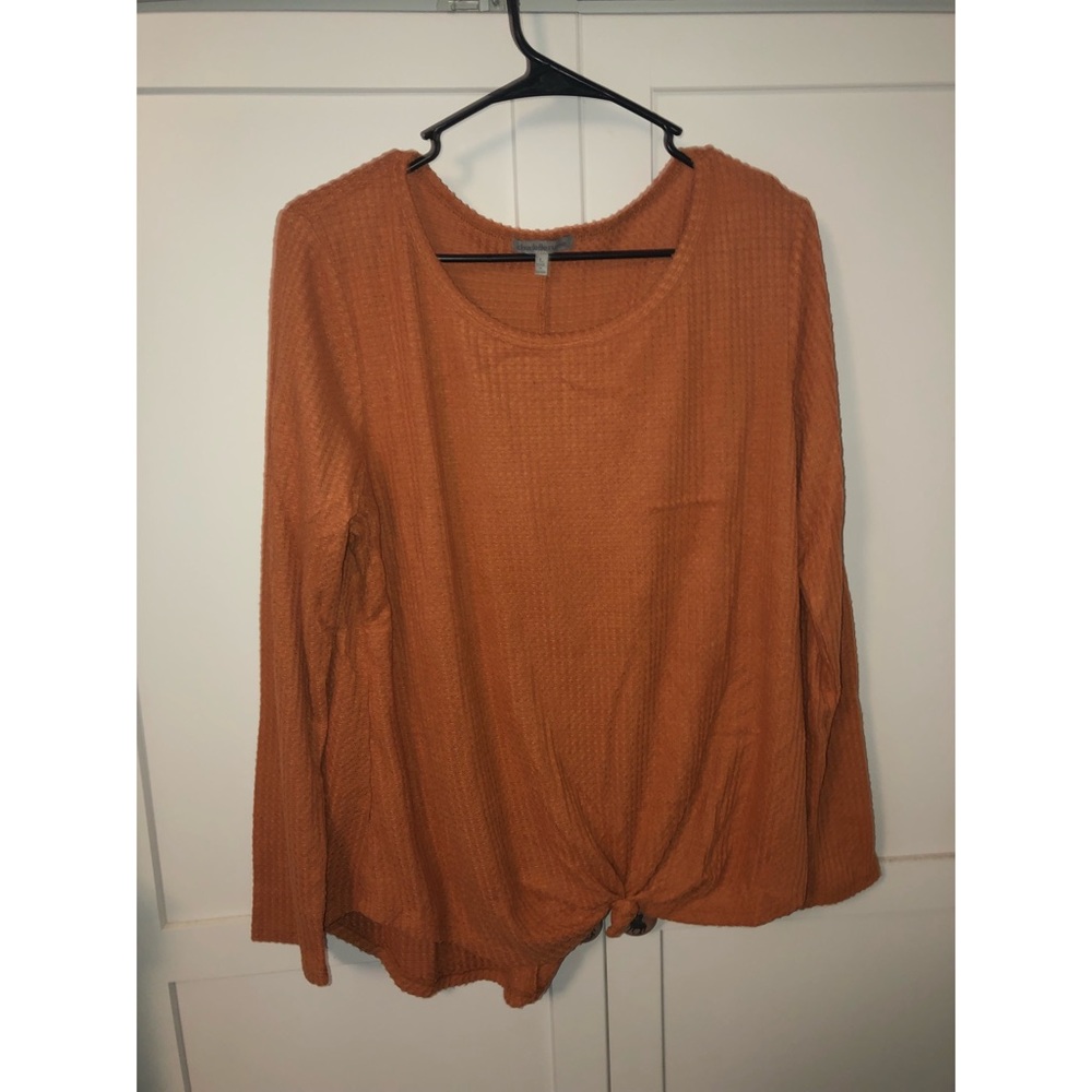 rusty orange long sleeve shirt